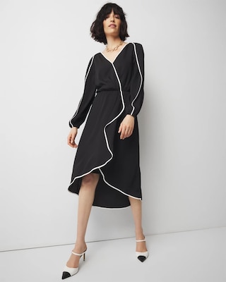 Petite Contrast Ruffle Midi Dress click to view larger image.