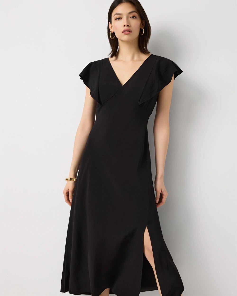 Petite Flutter Sleeve Slip Dress - image 2