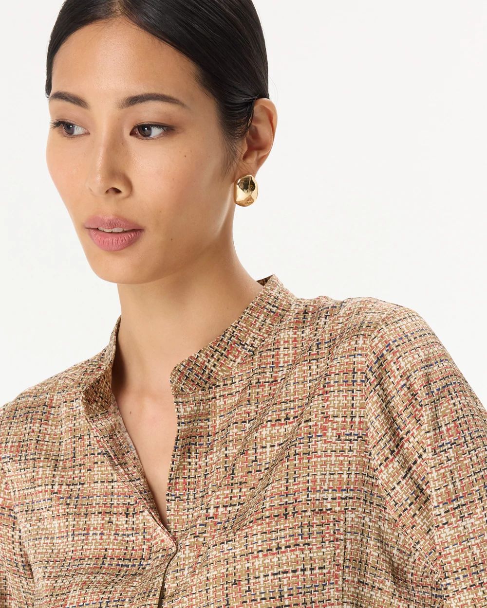 Chest Pocket Satin Shirt click to view larger image.