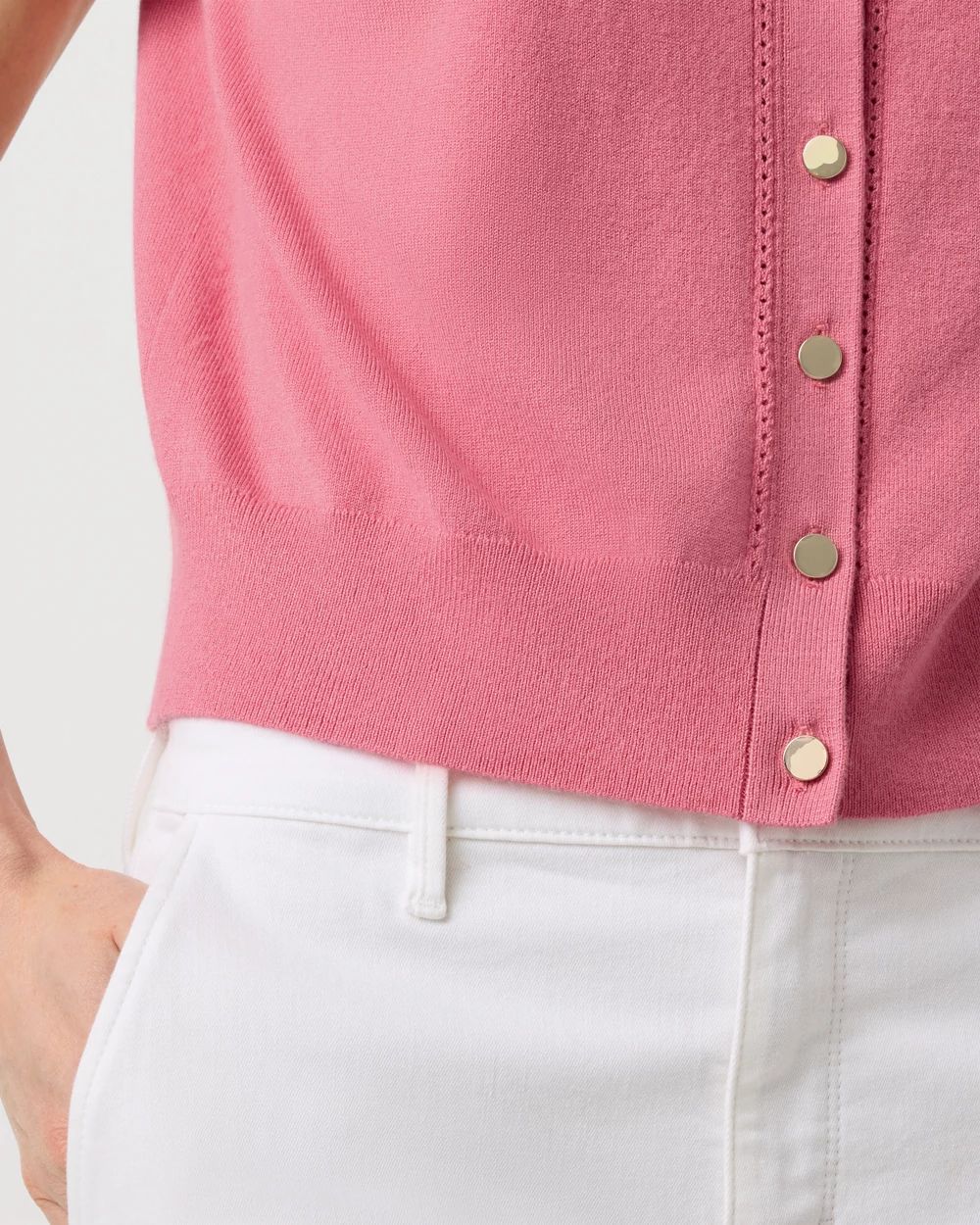 Short Sleeve Button Front Cardigan