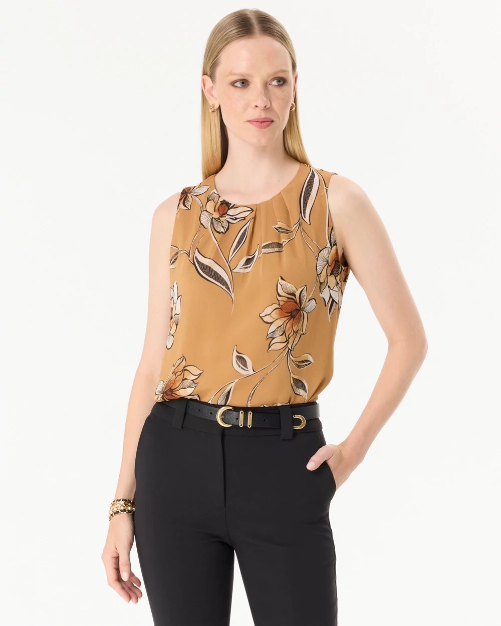 Pleated Chiffon Shell