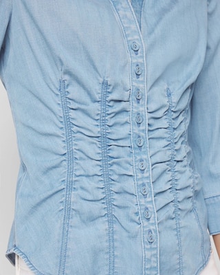 Elbow-Sleeve Ruched Detail Shirt