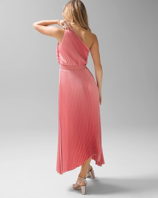 One-Shoulder Pleated Midi Dress