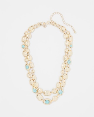 Turquoise + Gold Multistrand Necklace click to view larger image.
