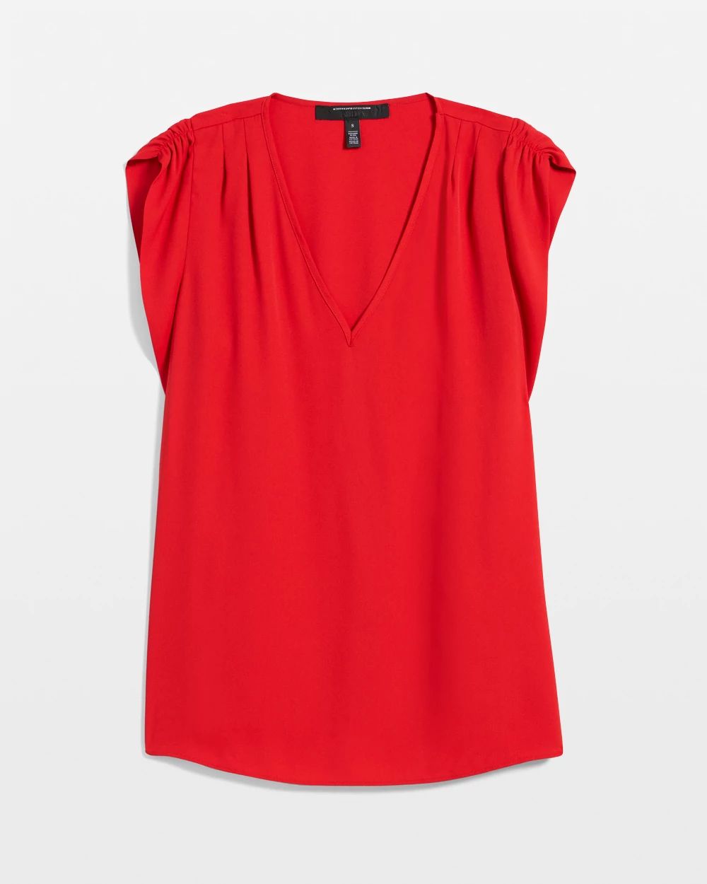 Ruched Shoulder Crepe Shell