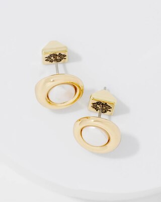 Gold + Pearl Stud Earrings click to view larger image.