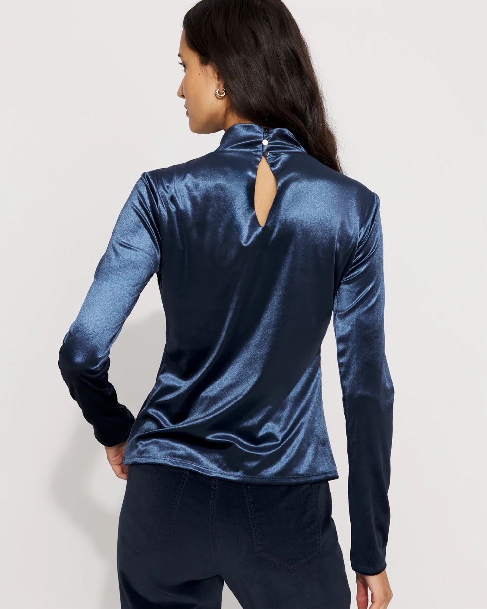 WHBM FORME™ All Ways Stretch Twist Neck Velvet Top