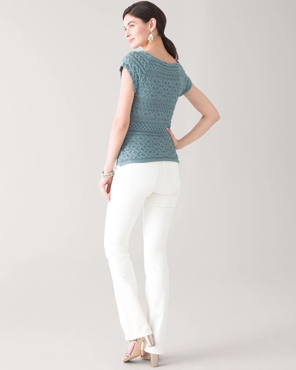Off-the Shoulder Cable Pullover
