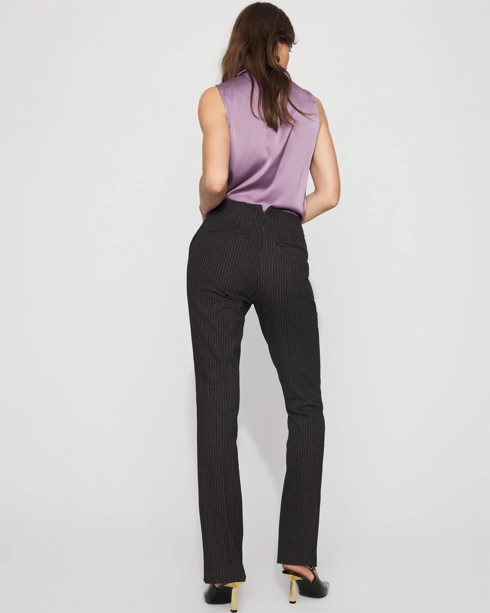 Pinstripe Denim-Look Slim Bootcut Pant