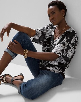 Embroidered Kimono-Style Top