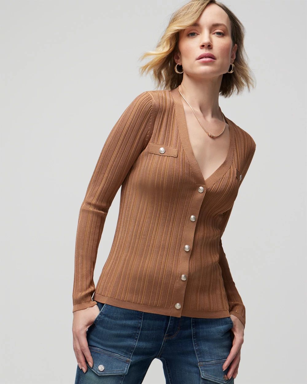 Long Sleeve Snap Front Cardigan