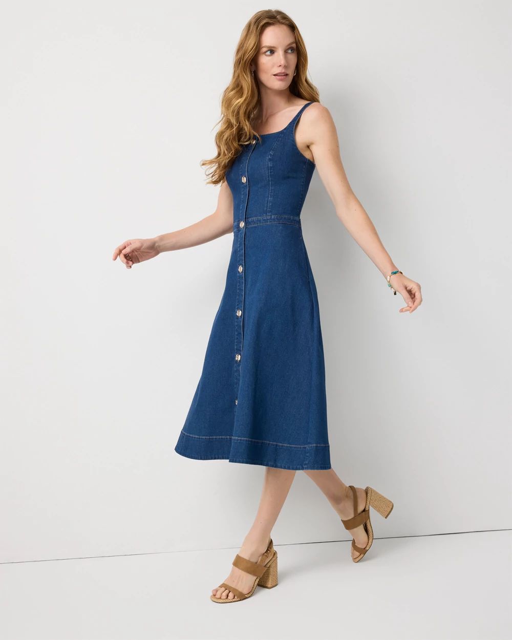 Sleeveless Denim Midi Dress
