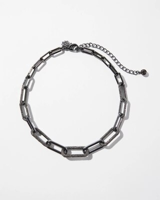 Hematite Crystal Links Short Strand Necklace