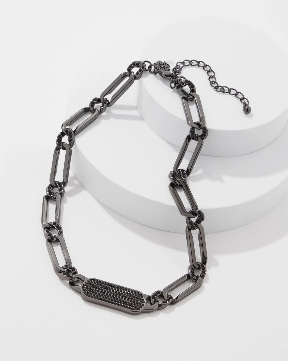 Hematite + Pavé Bar Necklace