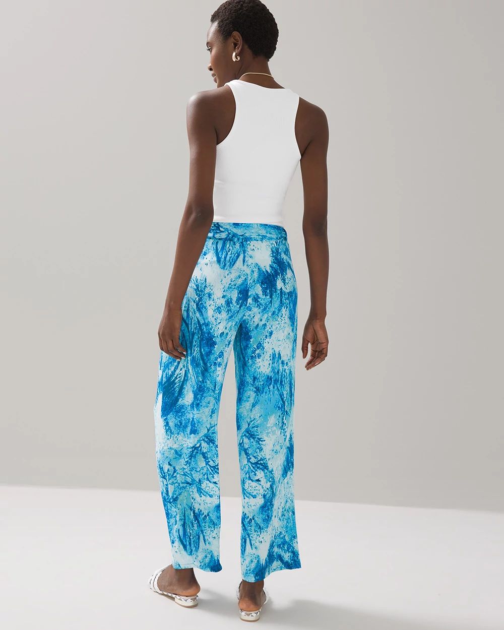 Matte Jersey Tie-Waist Wide Leg Trousers