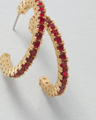 Red Crystal Hoop Earrings
