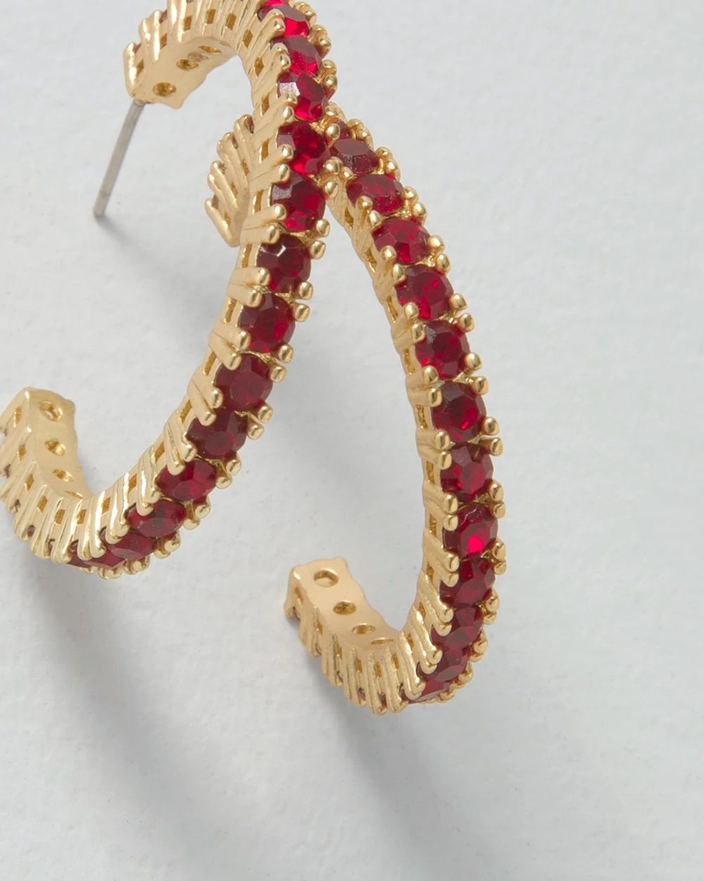 Red Crystal Hoop Earrings