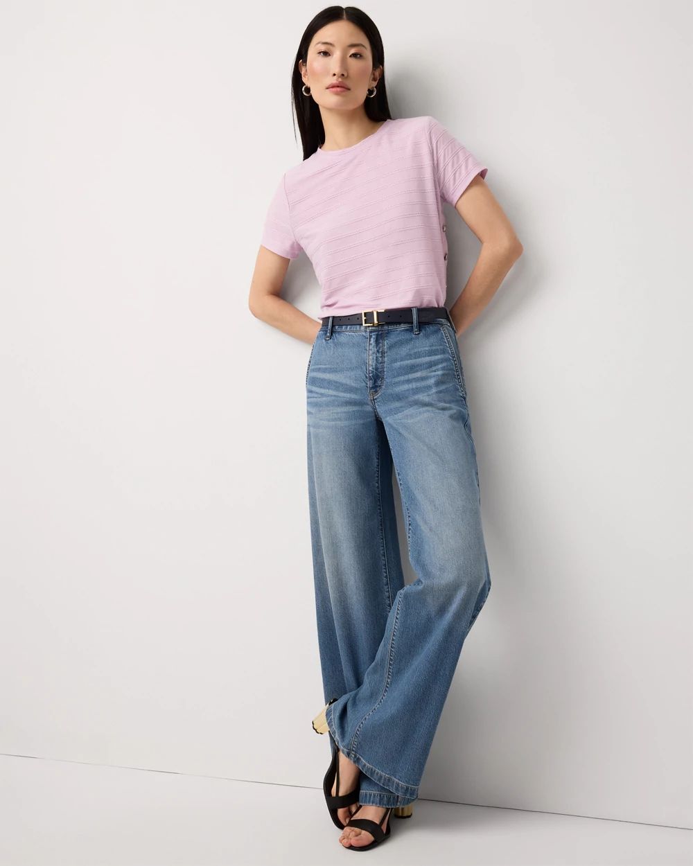 Jacquard Side Button Tee