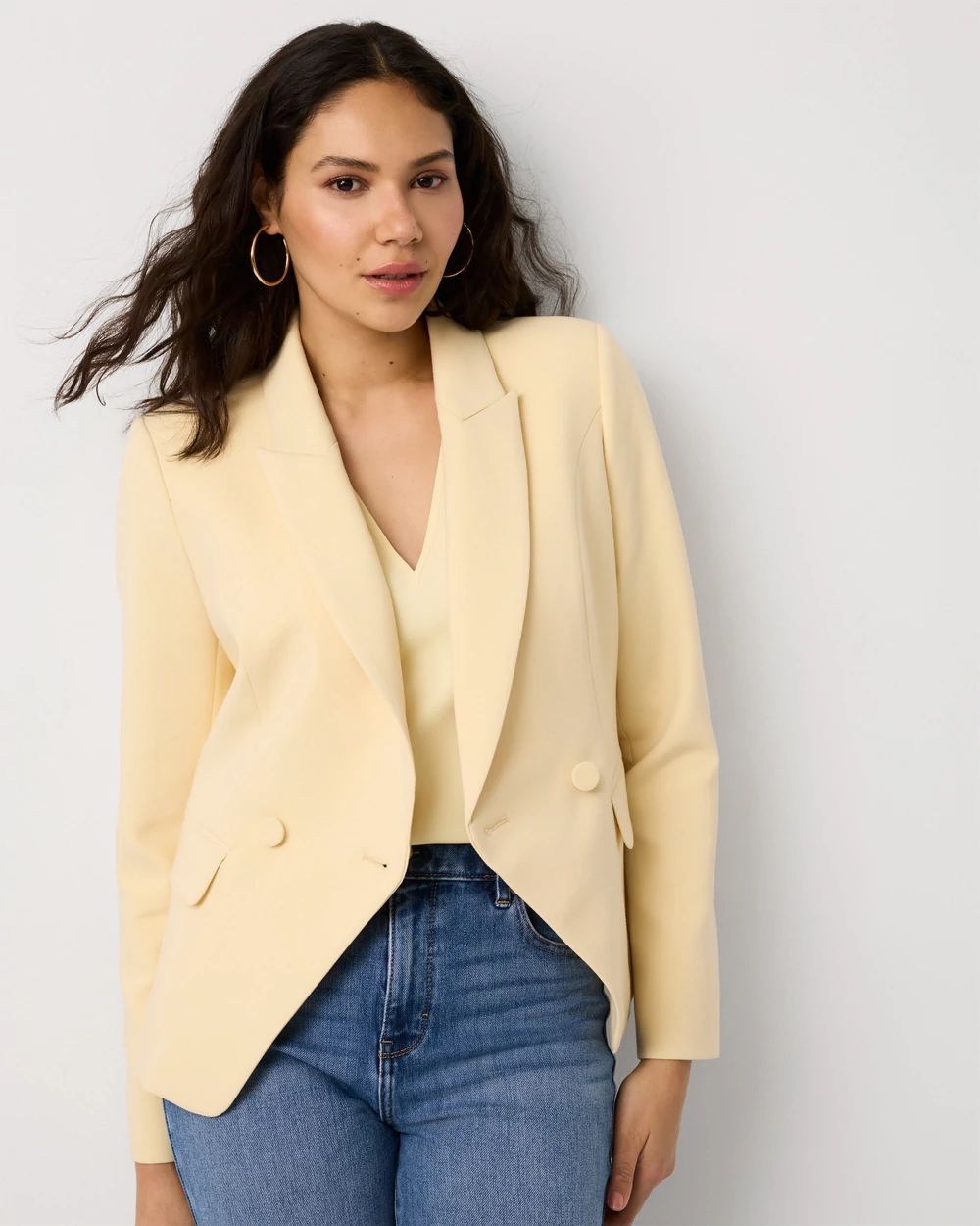 Cropped Double Button Blazer