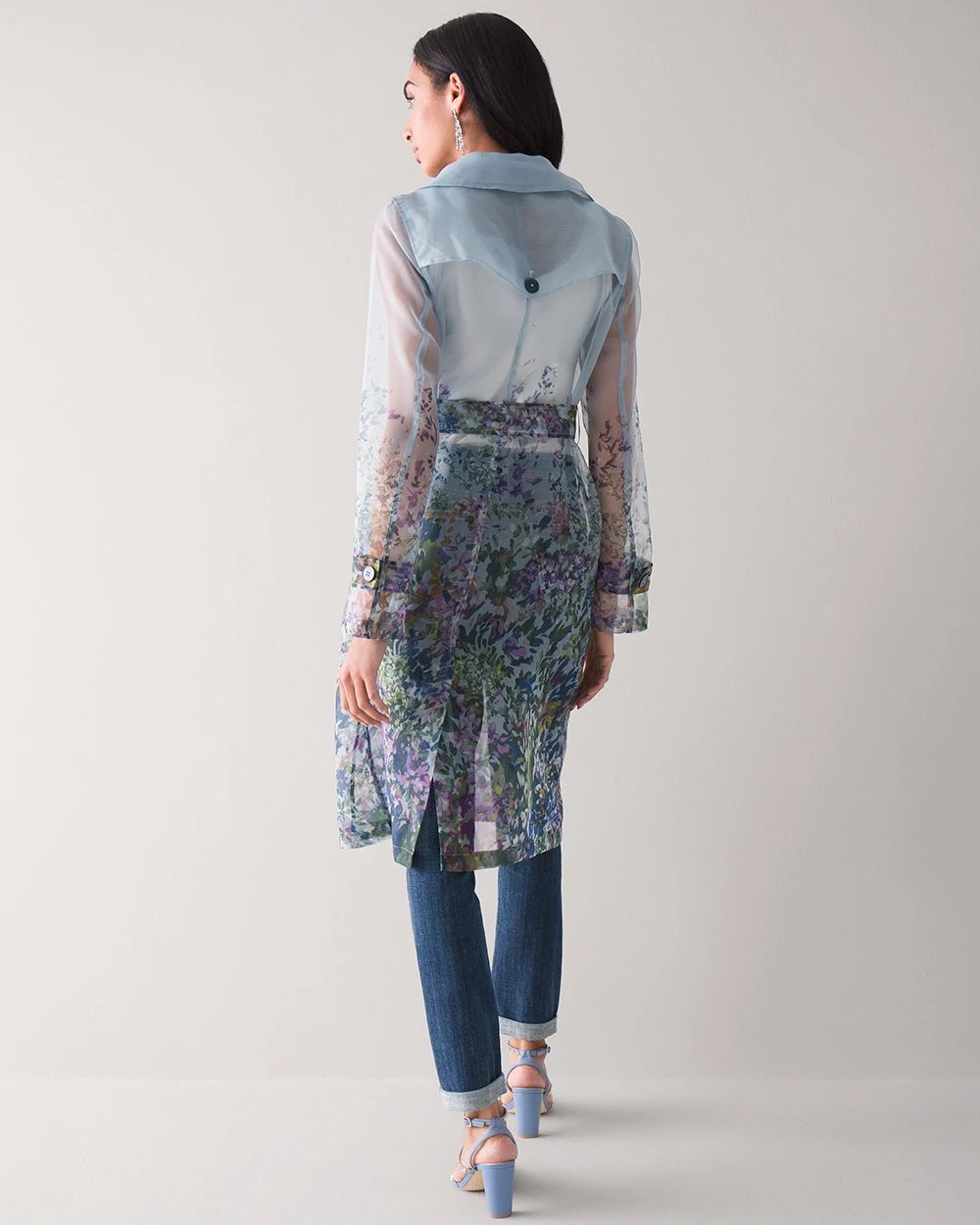 Organza Printed Trench Coat