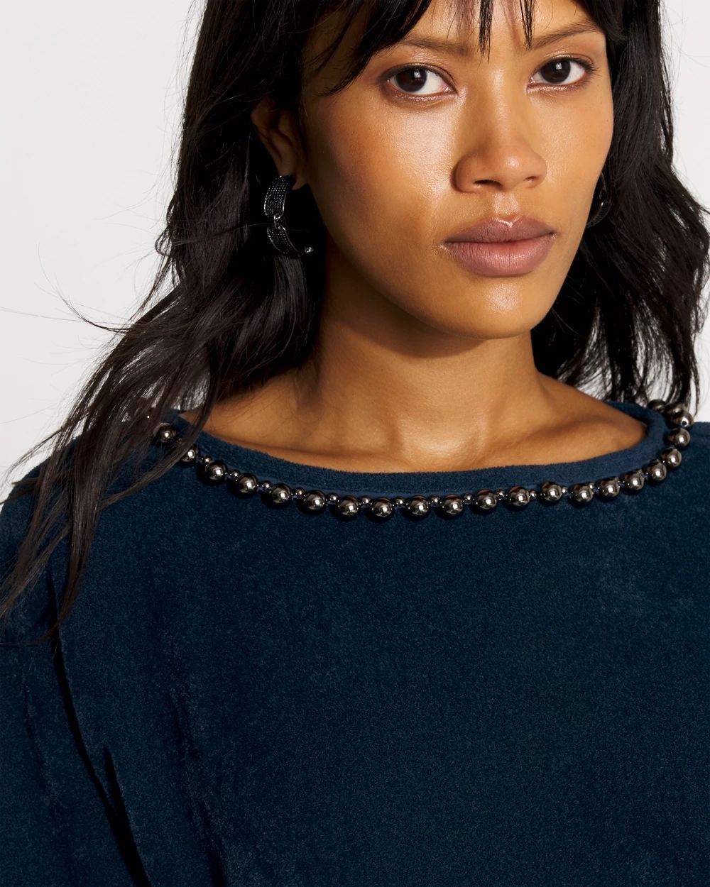 Petite Embellished Dolman Chenille Sweater