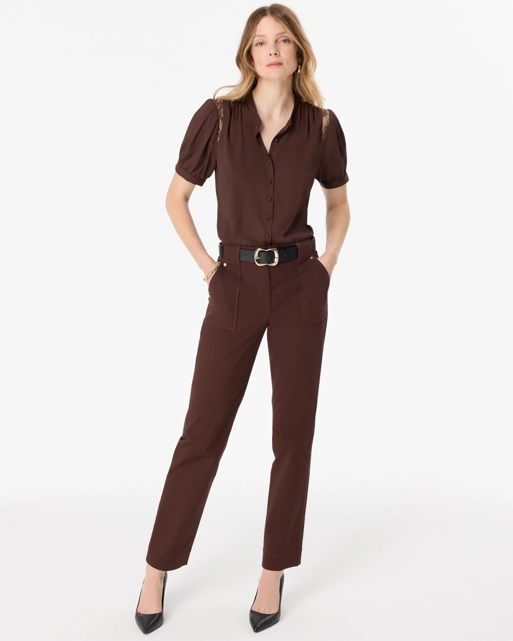 Lace Inset Crepe Blouse click to view larger image.