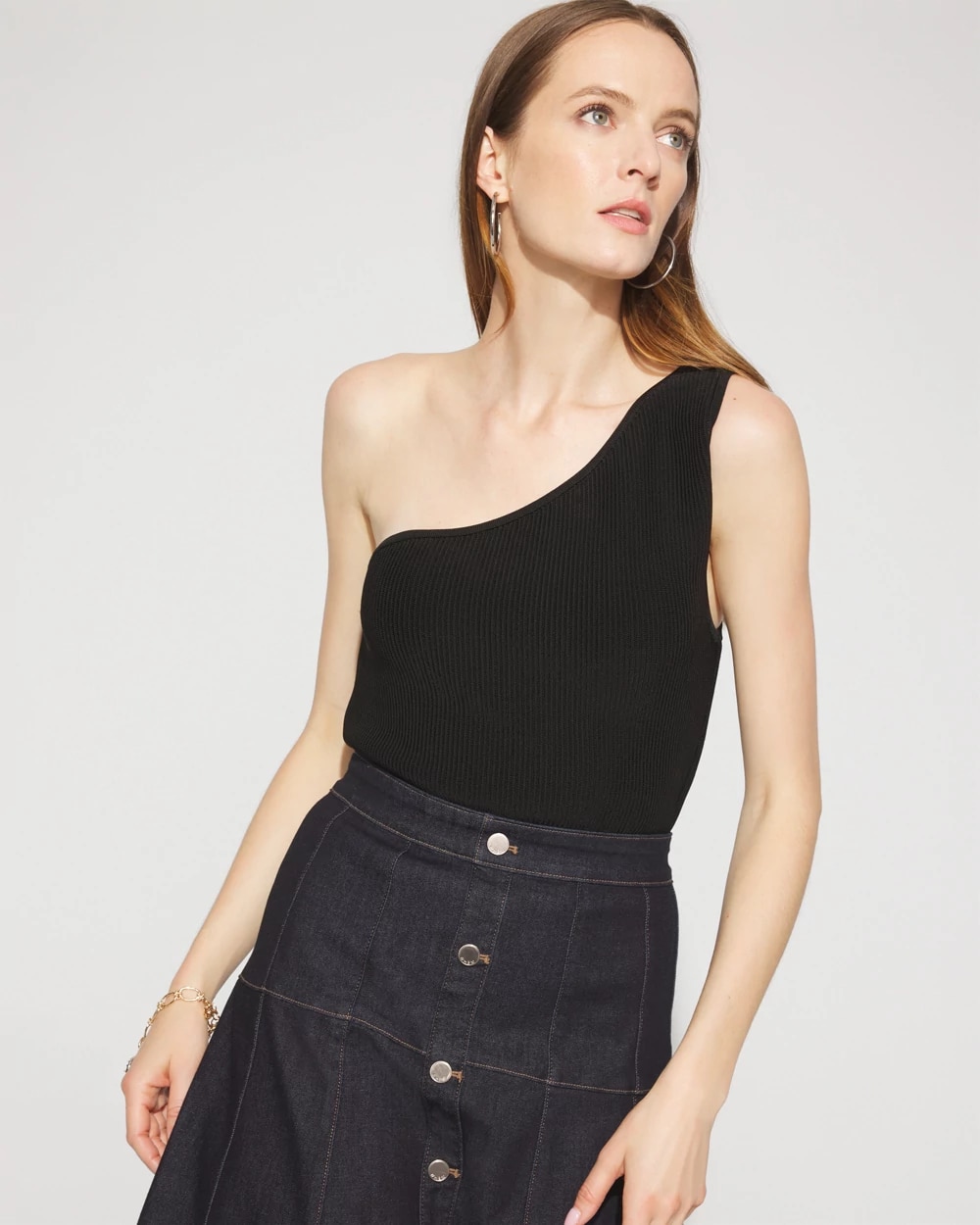WHBM FORME™ Sculpt Stretch One Shoulder Sweater