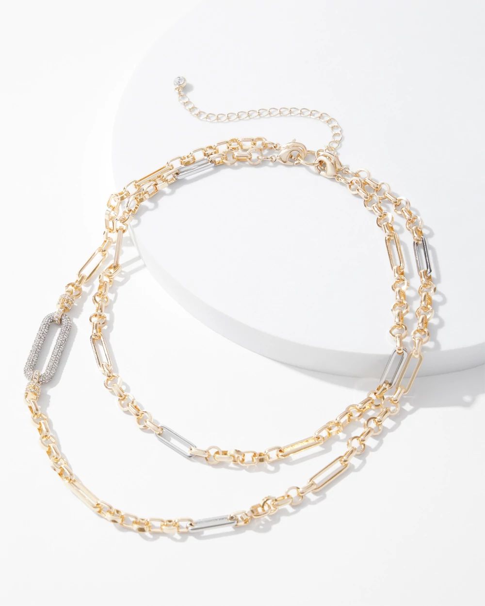 Mixed Metal Convertible Pave Links Necklace