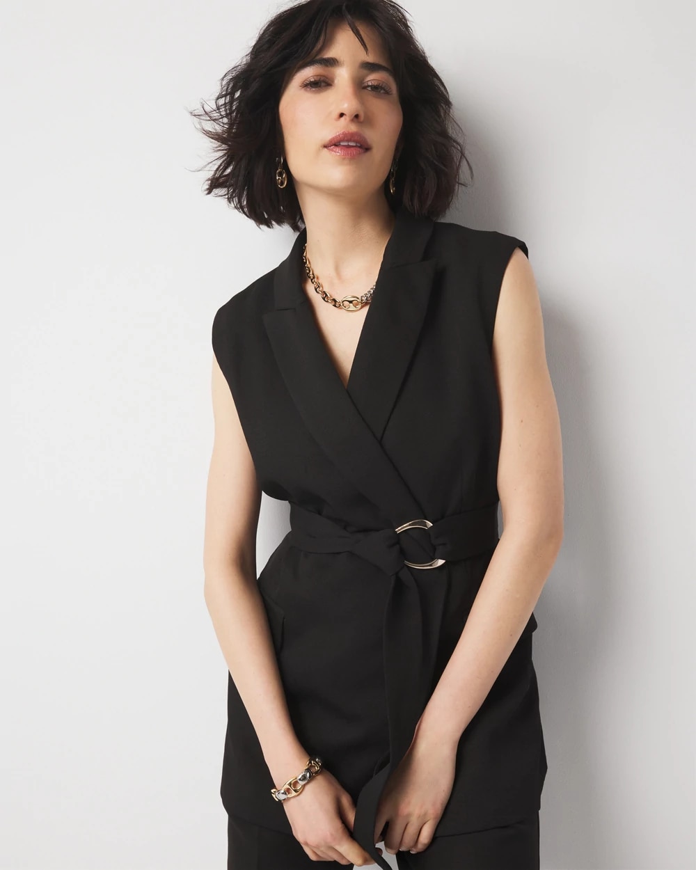 Belted Blazer Vest