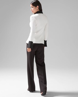 Contrast Trim Ribbed Cardigan