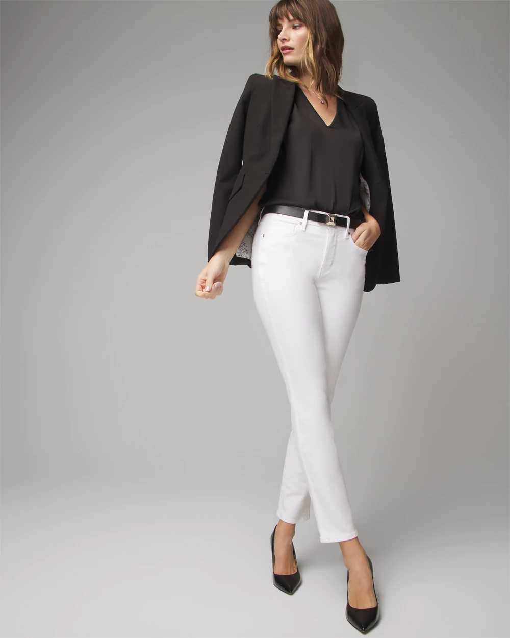 High-Rise White Straight Jeans