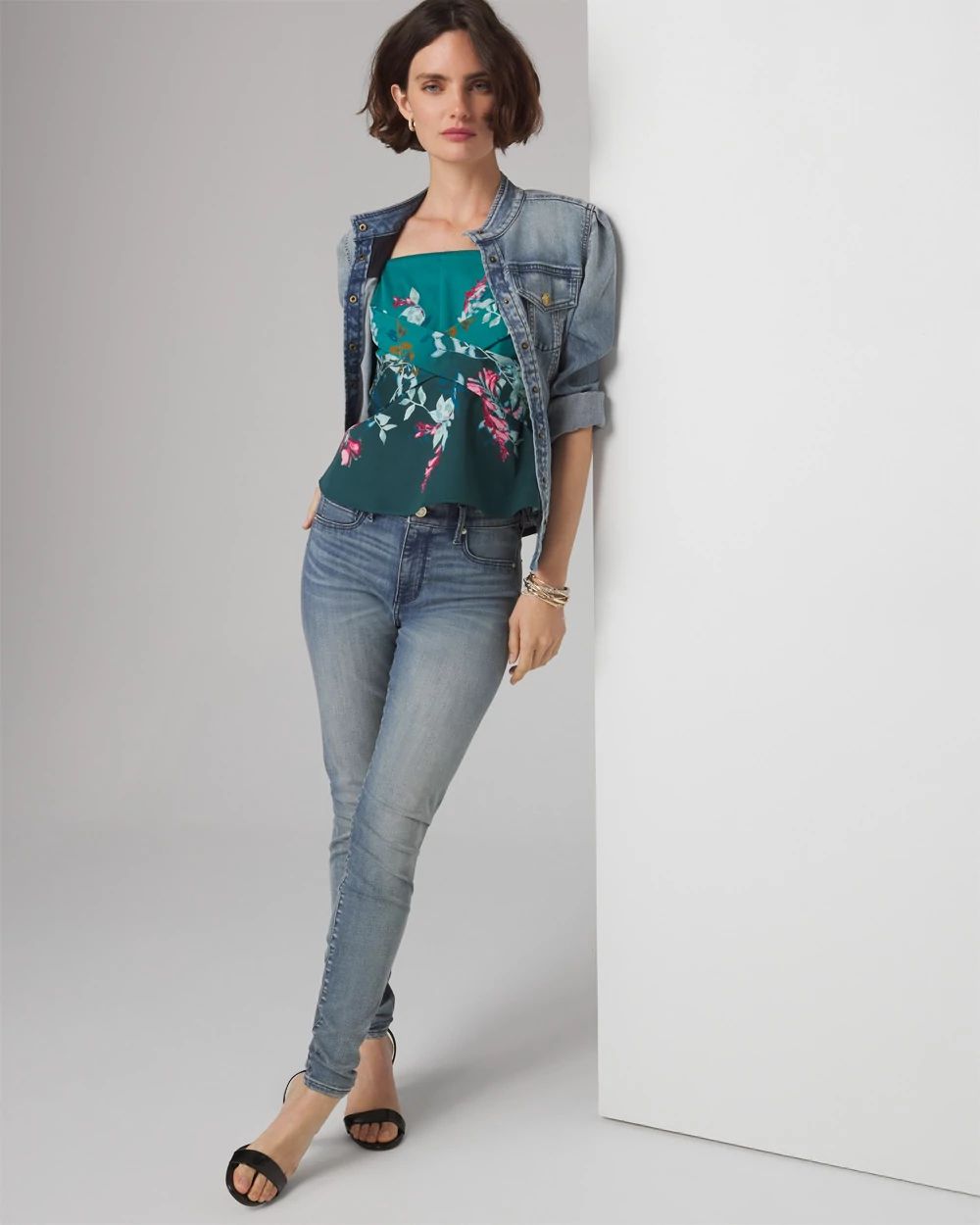 Petite Draped Front Floral Print Bustier