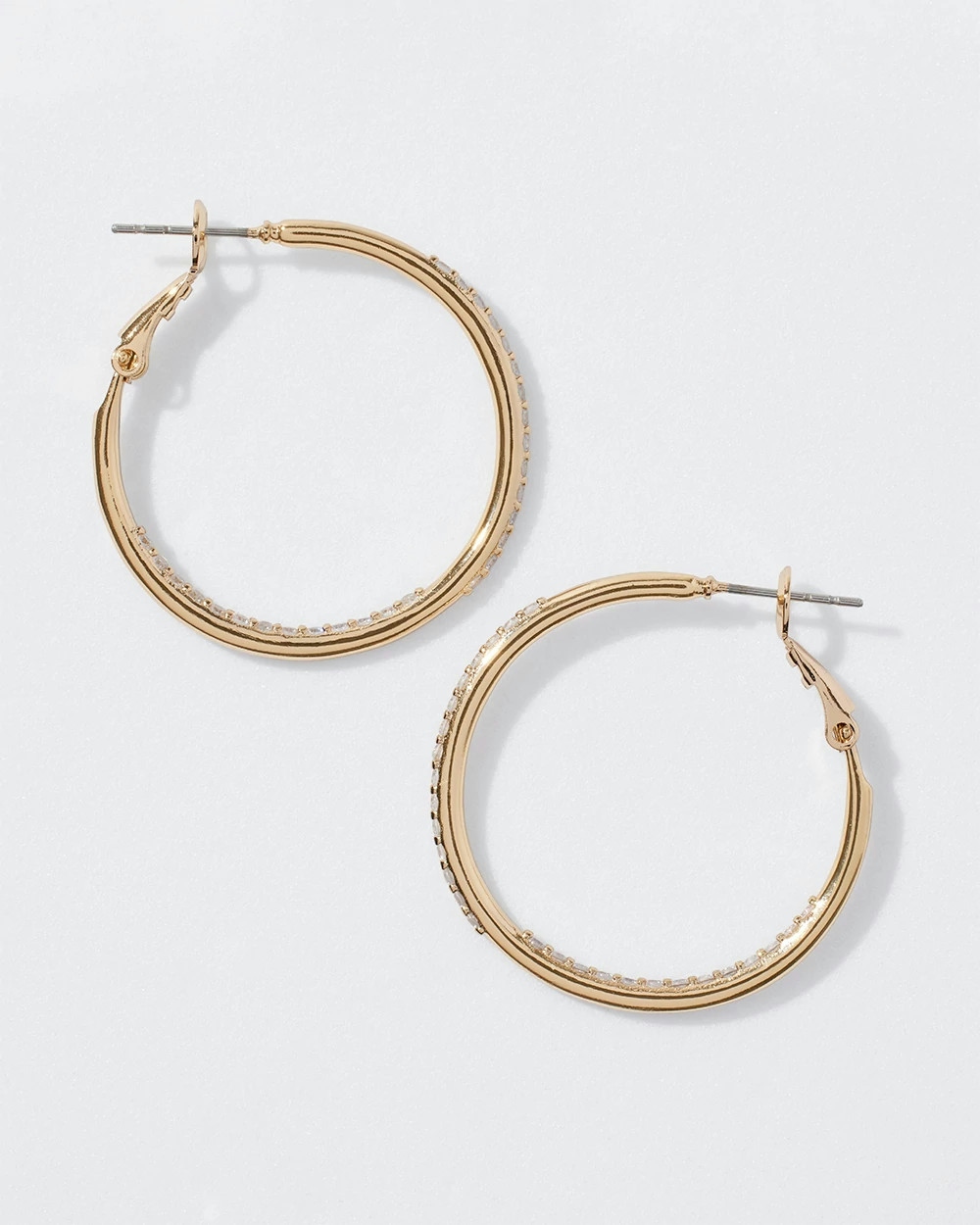 Shop White House Black Market Gold Small Pave Hoop Earrings |