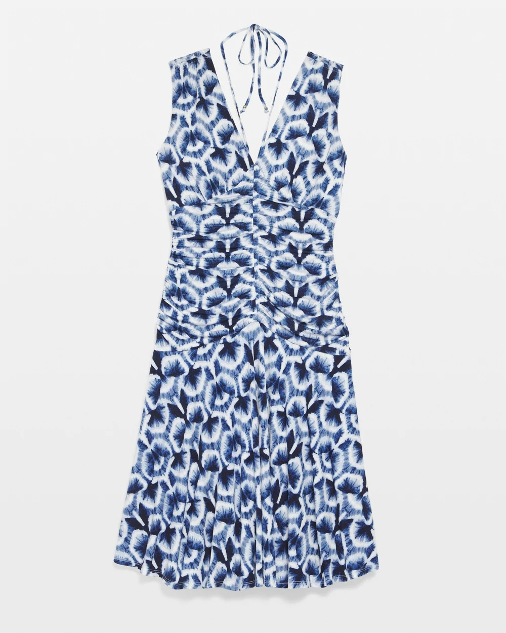 Shop White House Black Market Ruched Tie-shoulder Midi Dress In Drop Td S Endless Blue
