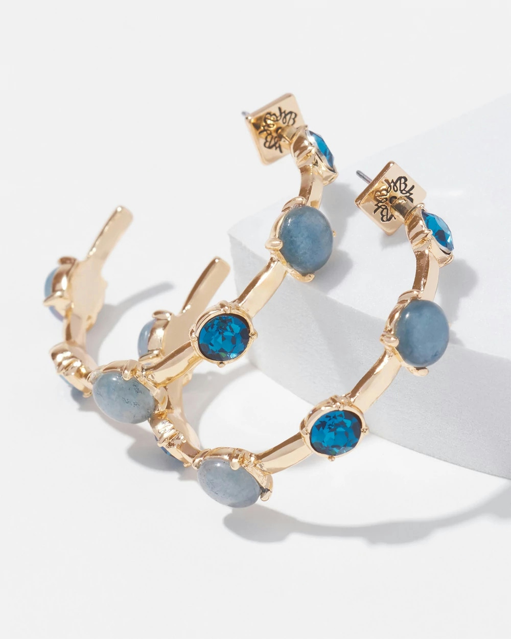 Shop White House Black Market Multi-colored Crystal Hoop Earrings |  In Gold