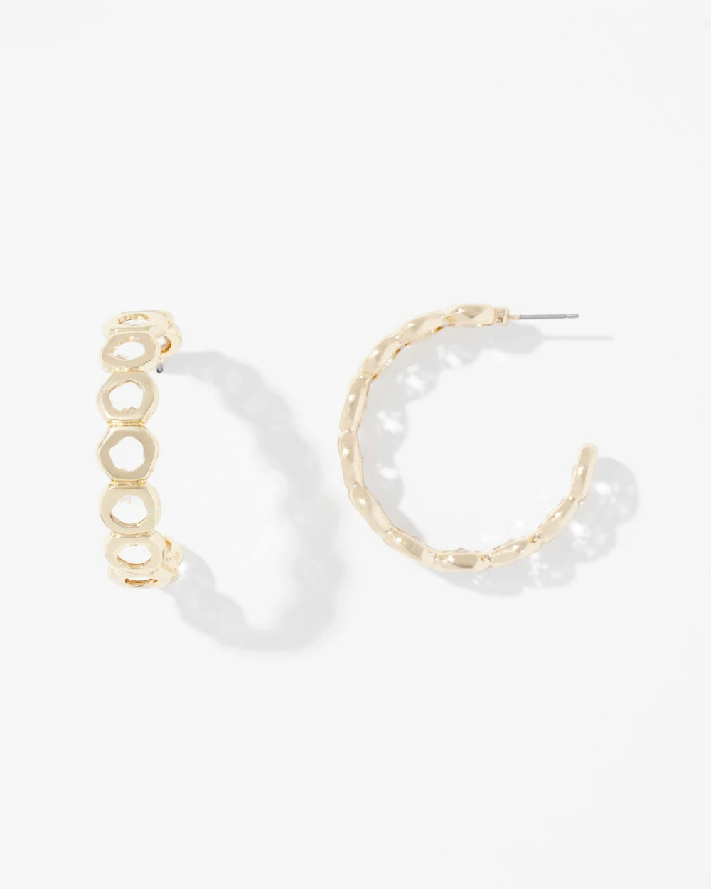 Shop White House Black Market Gold Round Crystal Hoop Earrings |