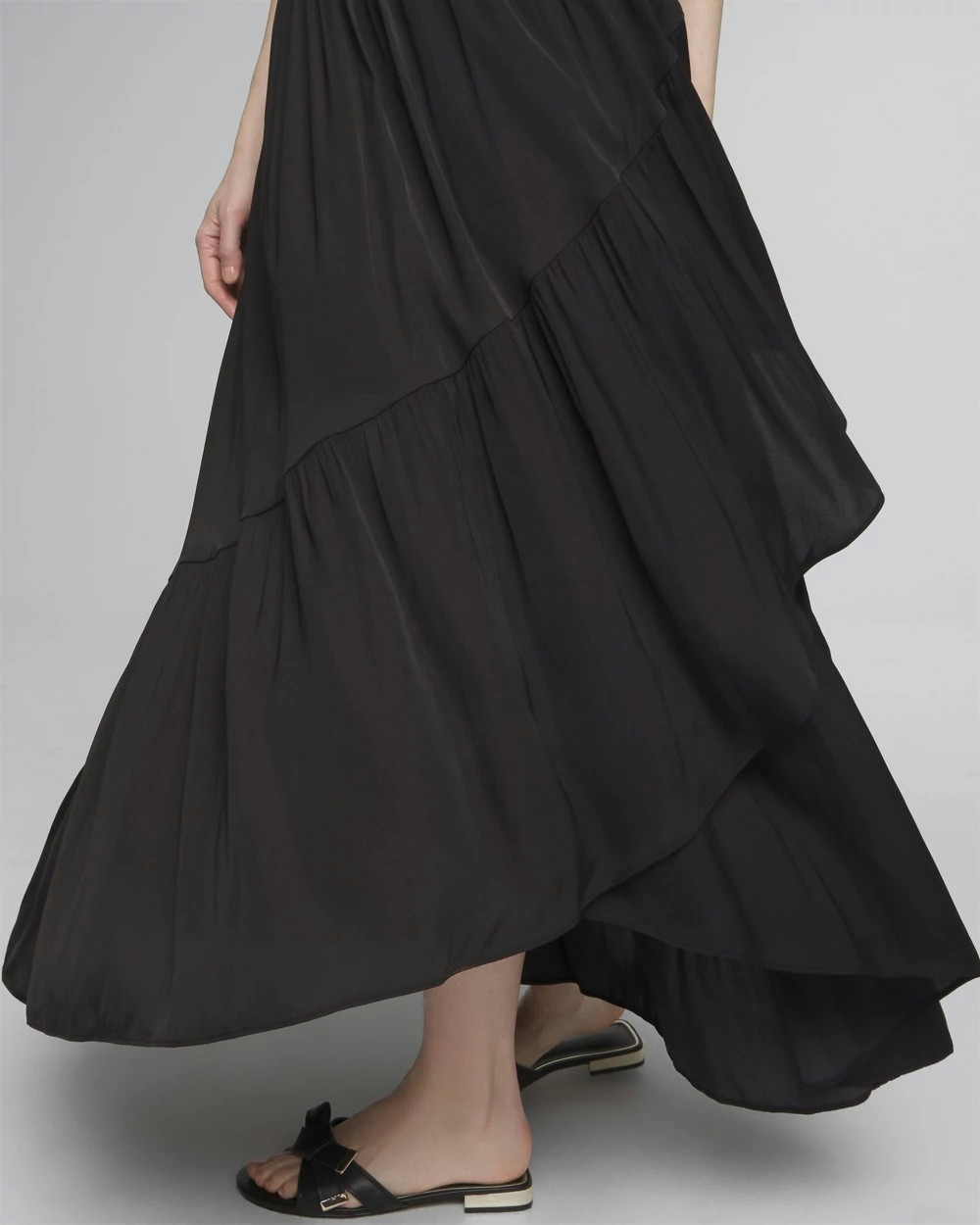 Shop White House Black Market Ruffle Midi Skirt In Black