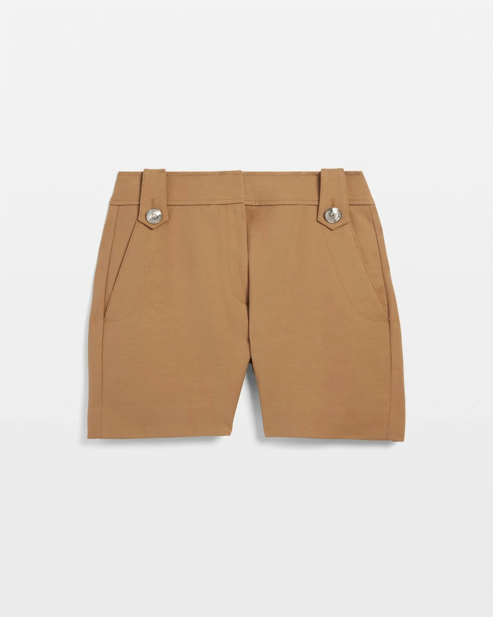 Shop White House Black Market High-rise Lightweight Button Comfort Stretch Shorts In Brown