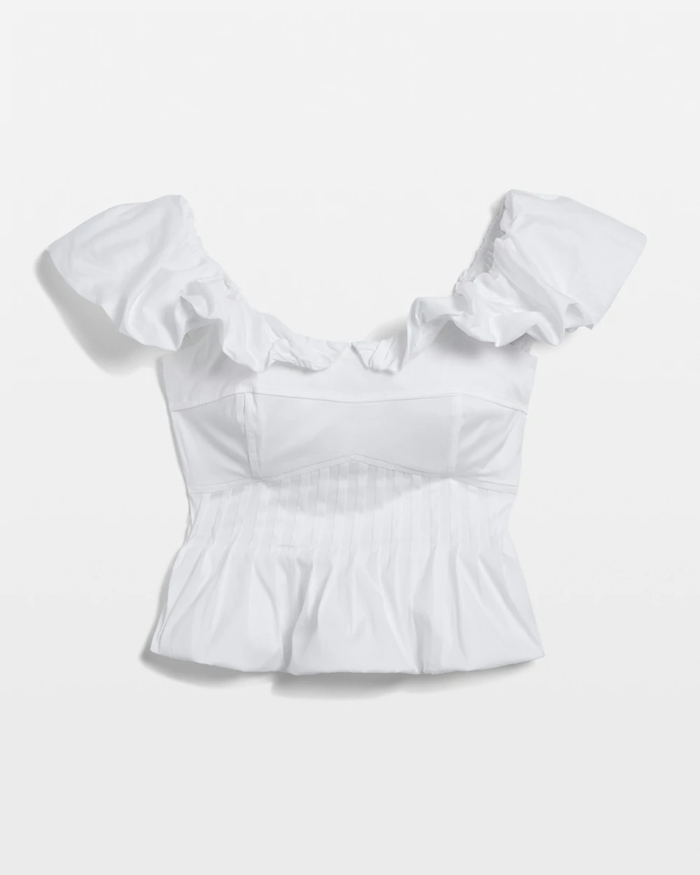 Shop White House Black Market Off-the-shoulder Drama Seamed Bustier Top In White