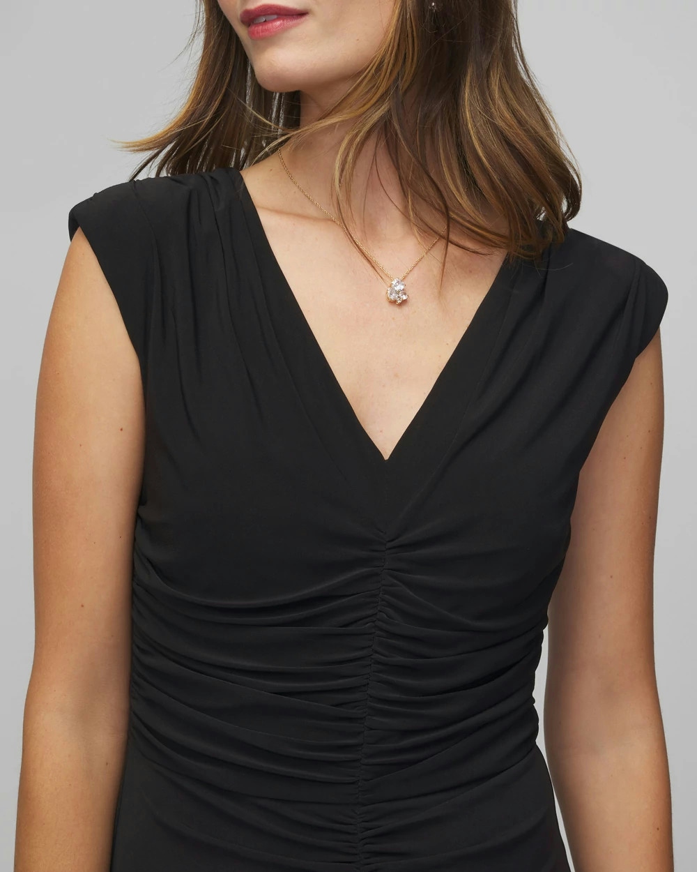 Shop White House Black Market Sleeveless Ruched Bodycon Midi Dress In Black