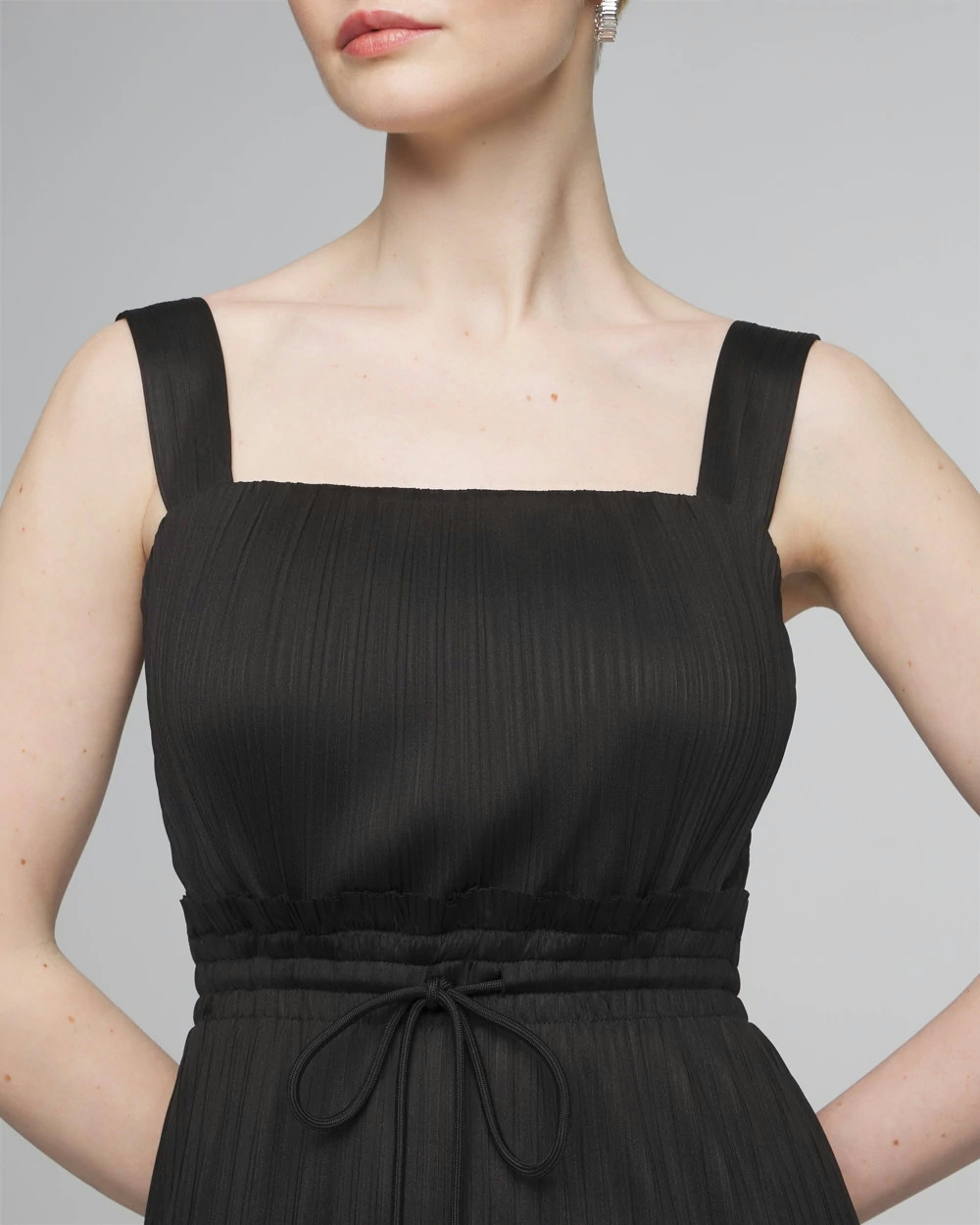 Shop White House Black Market Sleeveless Tie-waist Pleated Midi Dress In Black