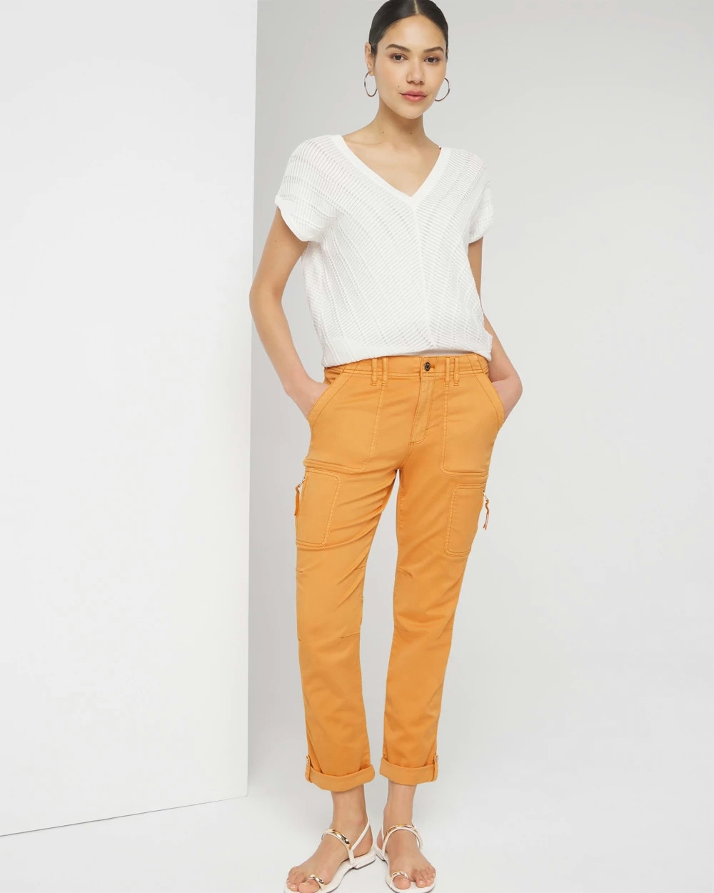 White House Black Market Mid-rise Utility Straight Crop Jeans In Yellow