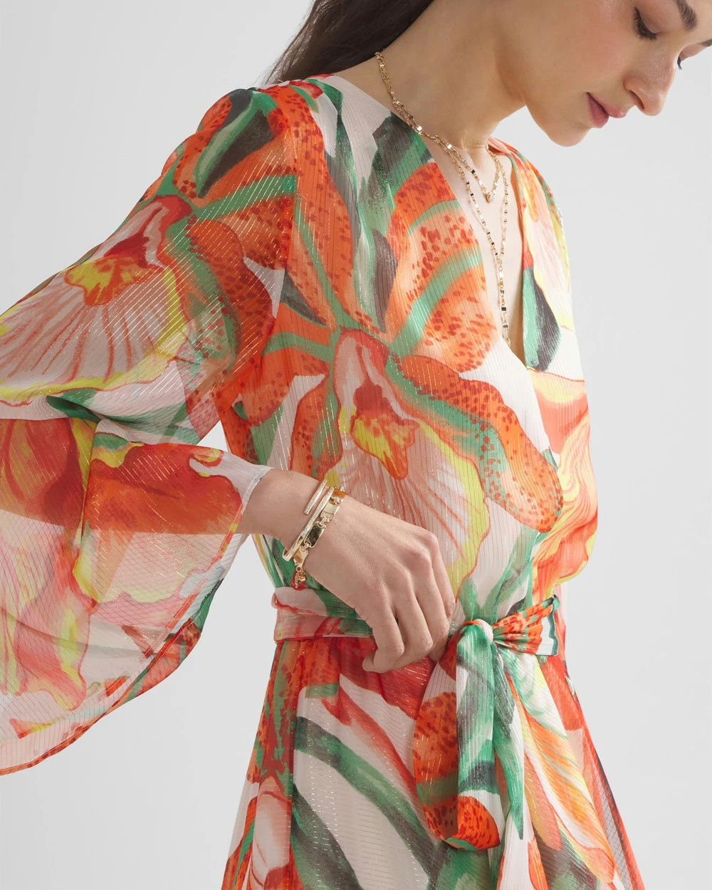 Shop White House Black Market Drama Maxi Dress In Jungle Flower Xl Ecru