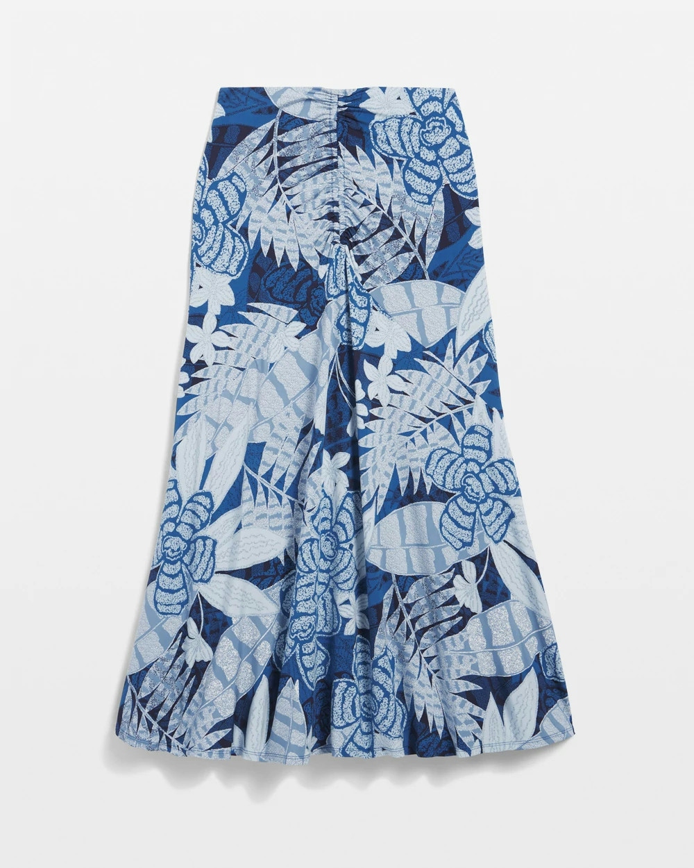 Shop White House Black Market Ruched Front Maxi Skirt In Tropic Bliss Endless Blue