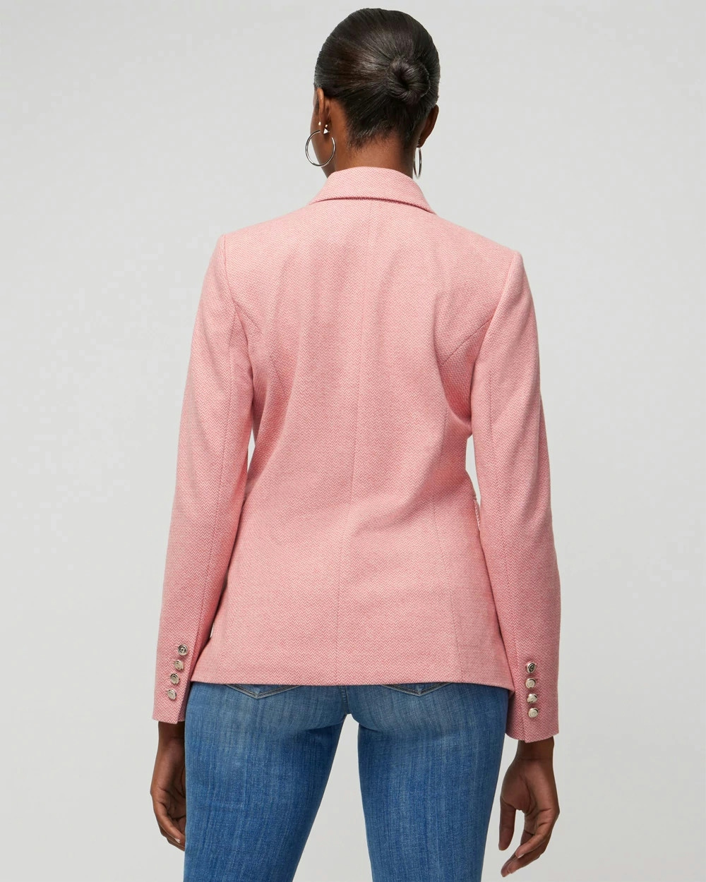 Shop White House Black Market Knit Studio Blazer In Faded Rose/ecru Combo