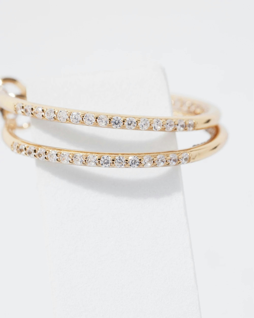 Shop White House Black Market Gold Small Pave Hoop Earrings |