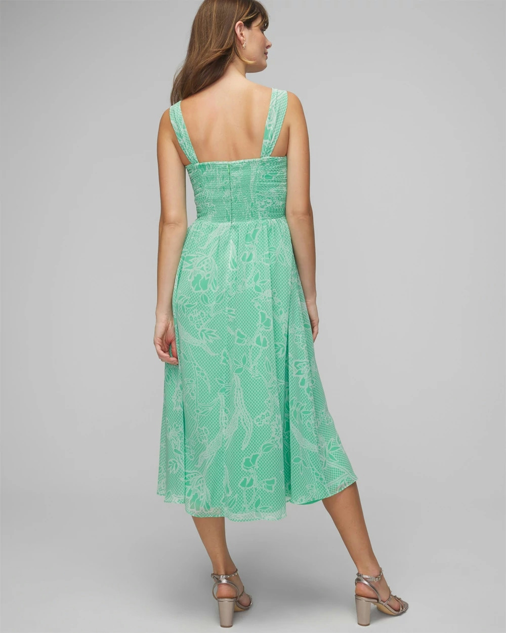 Shop White House Black Market Sleeveless Pleated Bust Midi Dress In Lacing Lush Jade