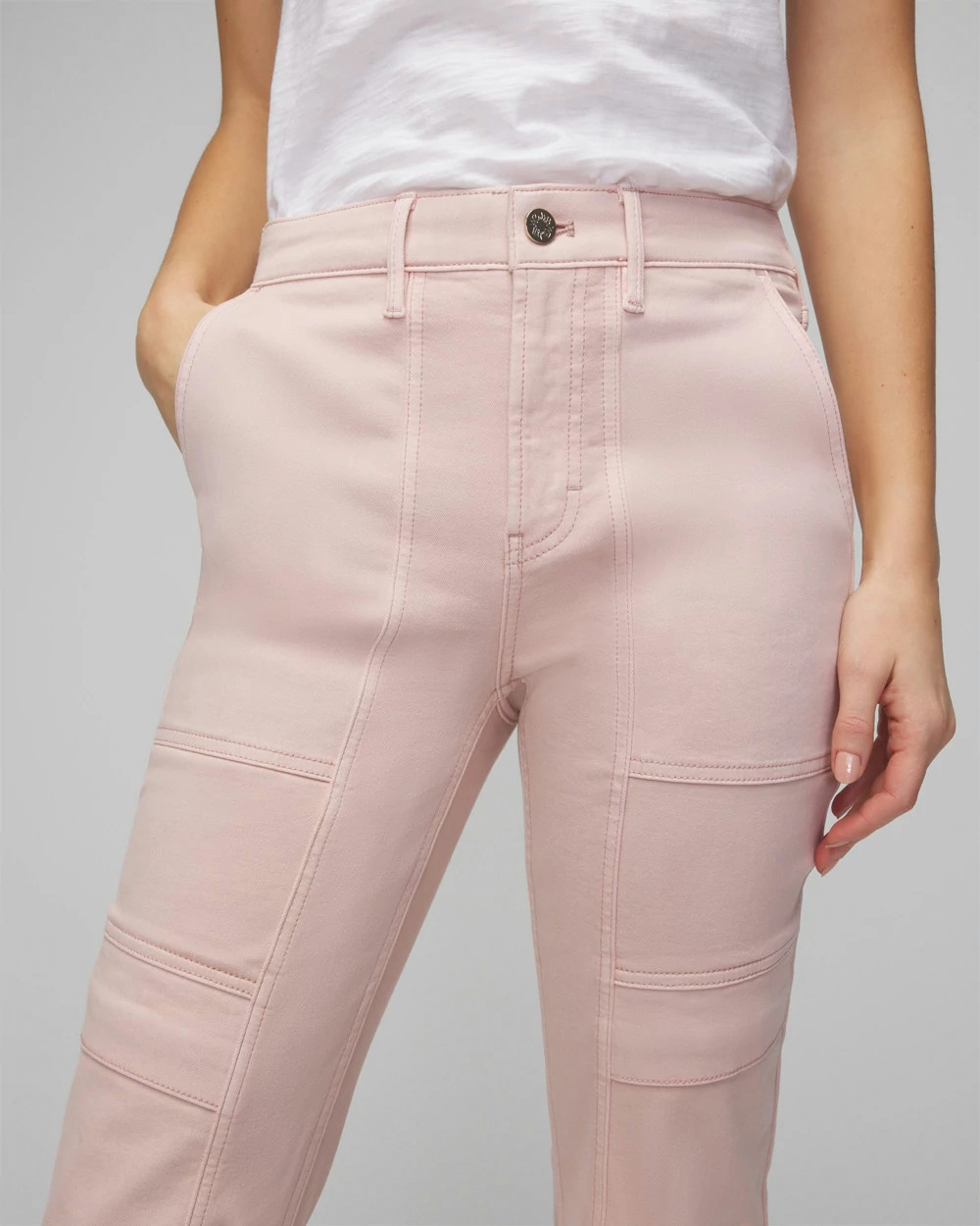 Shop White House Black Market High-rise Cargo Straight Jeans In Light Pink