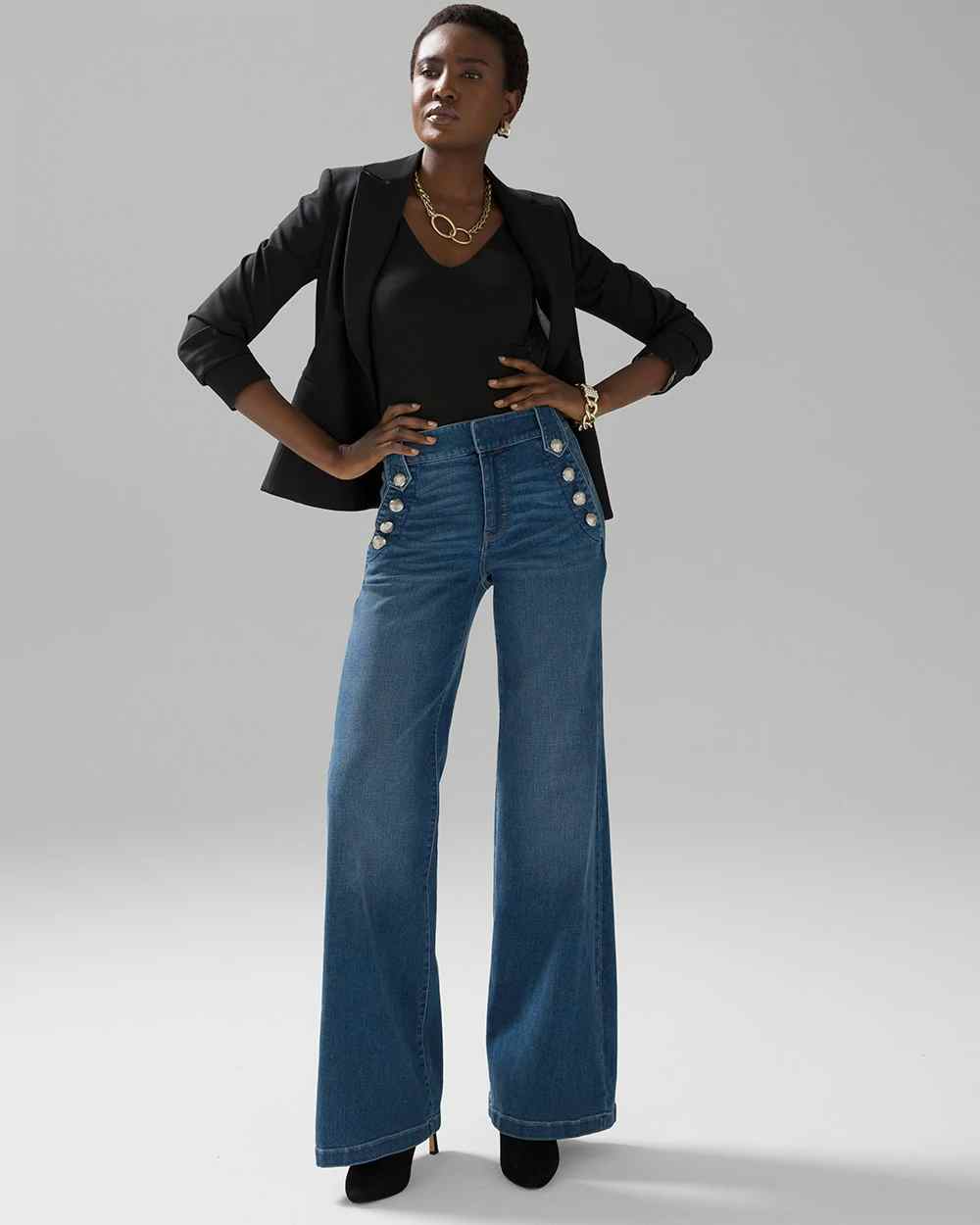 Jeans Mariner | White High-Rise House Wide Leg Market Black