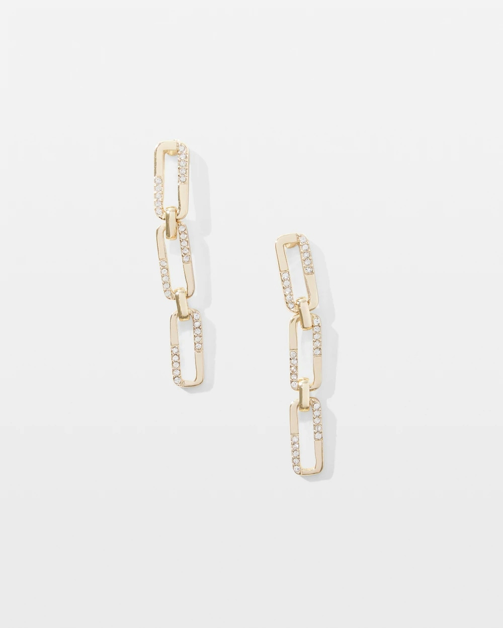 White House Black Market Gold Pave Chain Link Drop Earrings |